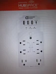 6-OUTLET Smart Surge Protector W/ 4-USB Ports, White, Powered By Hubspace. Fixed Price $19.95.