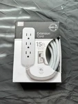 Jasco 15' Extension Cord W/ Flat Plug And 3 Grounded Outlets Indoor Use. Fixed Price $24.99.