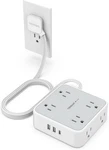 Surge Protector Flat Extension Cord Plug Power Strip, 8 Ac 5 Feet, Grey. Fixed Price $32.07.