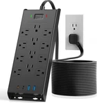Surge Protector Power Strip 4800J, Lezone 10FT Long Extension Cord Flat Plug, 12. Fixed Price $27.83.