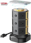 Power Strip Tower, Superdanny Surge Protector With 15W Wireless Charger,. Fixed Price $54.47.