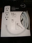 Jasco Cordinate 15FT Flat Plug Extension Cord, 3-OUTLET Power Strip New!. Fixed Price $20.00.