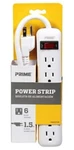 Prime PB801118 6 Outlet White Power Strip With 1.5 Ft. Cord. Fixed Price $5.50.