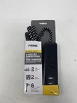 Prime #PBUF0001 6' Black 2-OUTLET & 2-USB Fabric Accent Power Strip Cord #9774. Fixed Price $12.59.