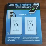 Feit Electric Usb Wall Outlets 2-PACK, Rapid Charging, Tamper Resistant, White. Fixed Price $8.00.