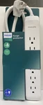 Philips 6-OUTLET Surge Protector 4FT (720JOUL) Extension Cord White SPP3064WE/37. Fixed Price $17.99.