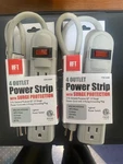 (2) Hft 4 Outlet Power Strip With Surge Protection 3 Prong Grounded Plug. Fixed Price $16.99.