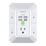 Qinlianf 5 Outlet Surge Protector W/ 4 Usb Charging Ports, 3-SIDED Power Strip. Fixed Price $24.69.