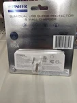 Fisher Slim Surge Protector & Wall Charger, Dual Usb Ports, 4 Outlets, White. Fixed Price $12.10.