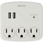 Woods 2-USB/3-STANDARD Outlets 2.4A/15A White Surge Tap 41029. Fixed Price $32.42.