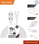 Ge 3-OUTLET Power Strip 15FT Indoor Extension Cord With Safety Covers. Fixed Price $17.95.