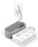 Surge Protector Power Strip, Cord Ultra Thin Flat Extension 15FT, Black. Fixed Price $24.63.