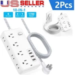 2X 8 Outlets Power Strip Usb Charger Surge Protector (1700J) Flat Plug 5/10FT. Fixed Price $21.99.