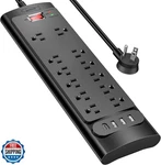 Surge Protector Power Strip, Bototek 5.5FT Extension Cord With 12AC Outlets. Fixed Price $34.99.