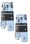 2-OUTET Power Strips Usb A+c Outlet 3 Ft Wire White Lot Of. Fixed Price $19.99.