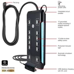 Ultrapro 12 Outlet Surge Protector, Tethered Usb Ports, 11824 - Black. Fixed Price $53.54.