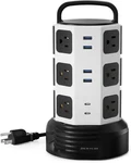 Power Strip Tower Surge Protector, Jackyled 12 Outlets 6 Medium, White Black. Fixed Price $53.10.