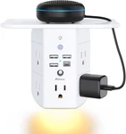 Mifaso 3-SIDED Wall Outlet Power Strip Extender With Shelf & Night Light, 5 Wide. Fixed Price $19.50.