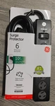 6-OUTLET Surge Protector, 10 Ft Extension Cord, Black, 600 Joules, Twist. Fixed Price $23.99.