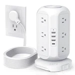 Tower Power Strip Flat Plug With 12 Outlets 4 USB(1 C),aofo 10FT, White. Fixed Price $45.04.