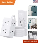10FT Extension Cord With Multiple Outlets, Flat Plug Power Strip Surge Protector. Fixed Price $23.99.