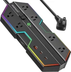 4000J Surge Protector Power Strip With Usb Ports, 6 Outlets Rgb Lights And. Fixed Price $84.86.
