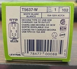 Leviton T5637-W White Decora Usb 30W Charger Receptacle Tamper Resistant. Fixed Price $34.99.