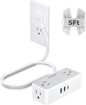 Tessan Flat Plug Extension Cord 5 Ft, Surge Protector Power Strip Gray. Fixed Price $32.12.
