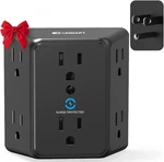 Multi Plug 6 Outlet Extender, Black Surge Protector Wall Splitter, 900J Power. Fixed Price $24.99.