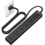Hopow Flat Plug Power Strip, 6 Ultra Thin Extension Cord, Ft, Black. Fixed Price $20.41.