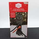 Holiday 3 Outlet Power Stake With Timer 6 Ft Cord Light Sensor. Fixed Price $24.99.