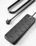 Plugtul Surge Protector Power Strip 5FT(4080J), Black With 12 Ou. Fixed Price $30.79.