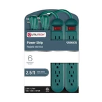 Utilitech 2504435 15A 6 Outlet 2.5FT Cord Power Strip W/switch, 2PK Green - New!. Fixed Price $7.98.