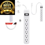 Ge 6-OUTLET Power Strip, 2 Pack, 1.5 Ft Extension Standard White. Fixed Price $29.44.