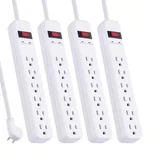 3 Ft. 6-OUTLET Power Strip Surge Protector, White (4-PACK). Fixed Price $18.10.