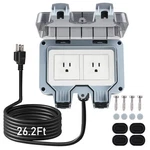 Zuyiyi Outdoor Power Outlet Box With 26.3FT Extension Cord, Nema 5-15R, Stw 14. Fixed Price $77.64.