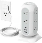 Tower Power Strip Flat Plug With 11 Outlets 3 Usb (1 C), 6 Feet, White. Fixed Price $45.04.