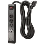 Hyper Tough Indoor 4-OUTLET 10-FOOT Surge Protector With 2 Usb Ports, Black. Fixed Price $23.95.