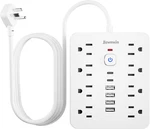 Regleta Protector Voltaje 8 Tomas 10A 1250W 4 Usb Tipo Cable 10FT Plan Pared. Fixed Price $47.33.