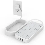 Flat Plug Extension Cord, Tessan 15FT-1080J Surge Protection, Gray. Fixed Price $53.04.
