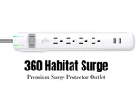 360 Habitat Surge - Outlet Protector, Ft Cord, 1080 Joules. Usb 2.4A/12W. Fixed Price $23.98.