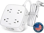 Regleta Protector Contra Sobretensiones De 6 Pies: 8 Salidas Y 4 Puertos Usb. Fixed Price $16.99.