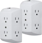 Ge 6-OUTLET Extender, 2 Pack, Grounded Wall Tap, Reset Button, Circuit Breaker,. Fixed Price $21.93.