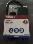 3-OUTLET Power Strip Extension Cord 16G 1FT Green Grounded Hyper Tough. Fixed Price $12.97.