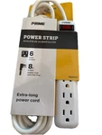 Prime Wire 6 Outlet Power Strip With Hd 8FT. Cord Circuit Breaker New. Fixed Price $12.95.