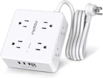 Surge Protector Power Strip - 6 Flat Plug Extension Cord With Ft, White. Fixed Price $22.06.