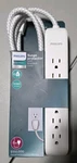 Philips 6-OUTLET Surge Protector With 6FT Extension Cord, White. Fixed Price $10.99.