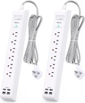 2 Pack Power Strip Surge Protector - 6 Outlets 4 Usb Charging Ports, 5FT Braided. Fixed Price $58.34.