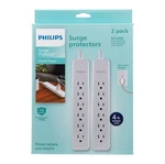 Philips 6-OUTLET Surge Protector, 2 Pk. White SPP3383W37. Fixed Price $13.00.