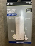 Commercial Electric 12 Ft. Braided Cord 8-OUTLET Surge Protector Usb-c White. Fixed Price $20.99.